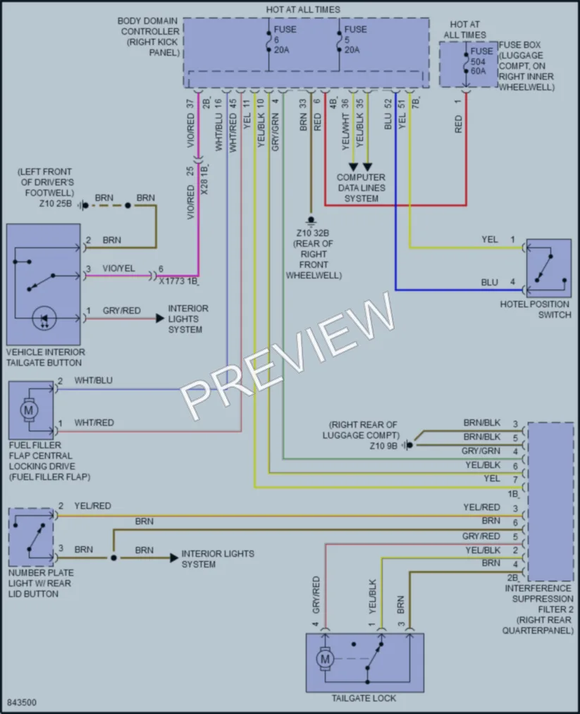 2023 BMW Z4 Trunk Tailgate Fuel Door wiring diagram preview