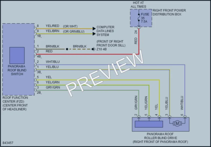 2023 BMW i7 Power Top Sunroof wiring diagram preview
