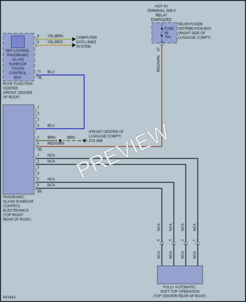 2023 BMW iX Power Top Sunroof wiring diagram preview