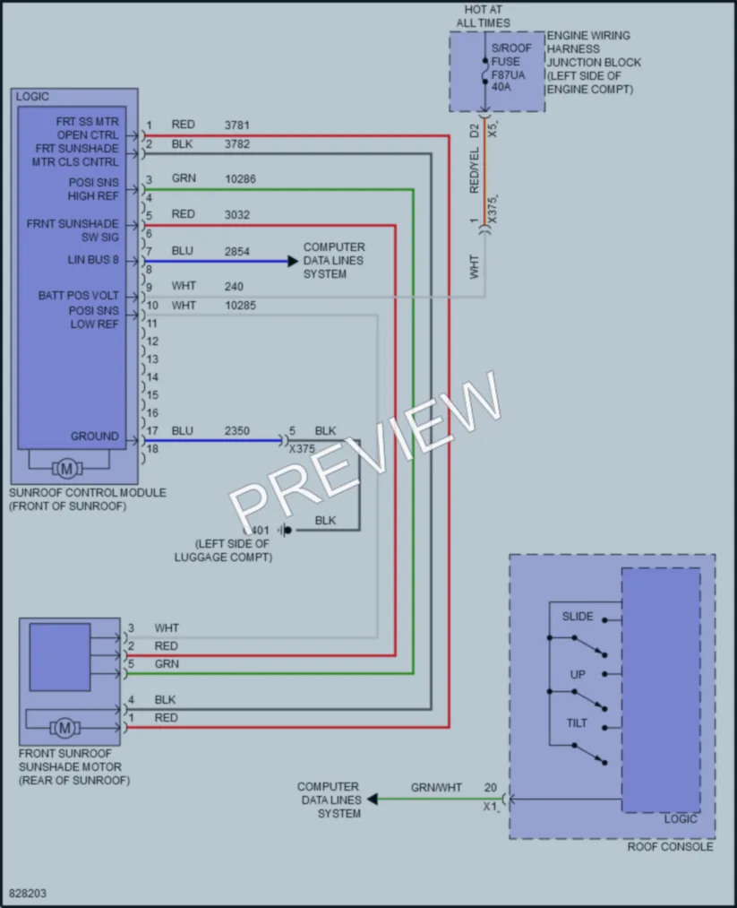 2023 Buick Envision Power Top Sunroof wiring diagram preview