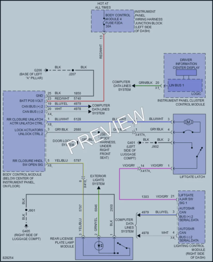 2023 Buick Envision Trunk Tailgate Fuel Door wiring diagram preview