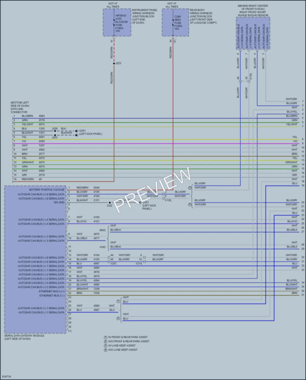 2023 Cadillac CT4 Computer Data Lines wiring diagram preview