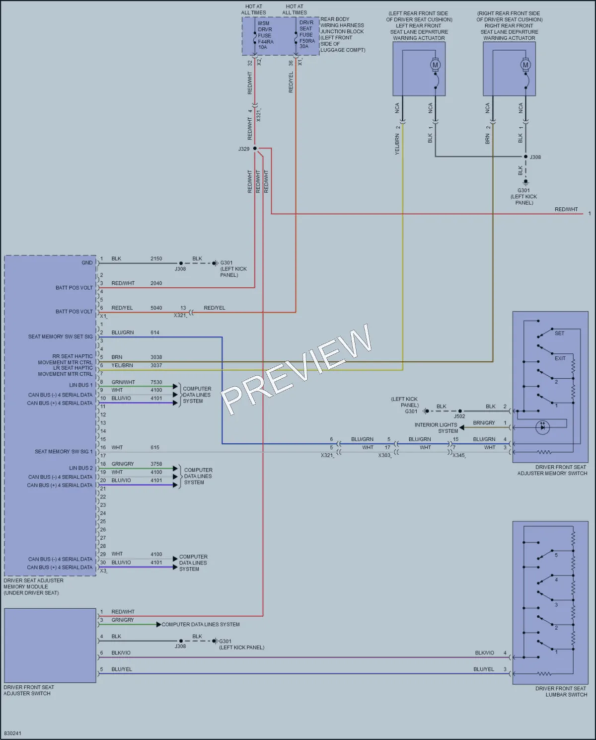 2023 Cadillac CT4V Memory Systems wiring diagram preview