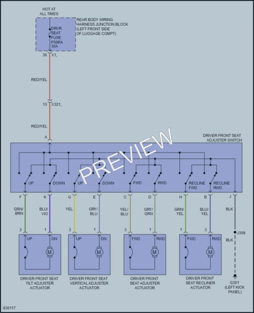 2023 Cadillac CT4V Power Seats wiring diagram preview