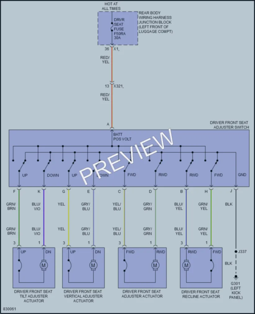 2023 Cadillac CT5 Power Seats wiring diagram preview