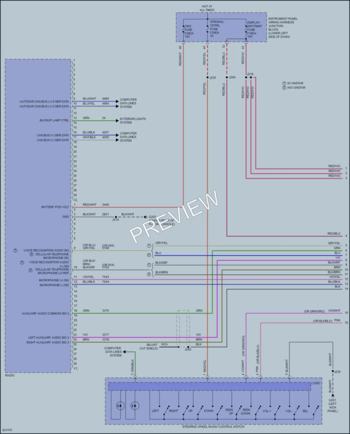 2023 Cadillac CT5 Radio wiring diagram preview