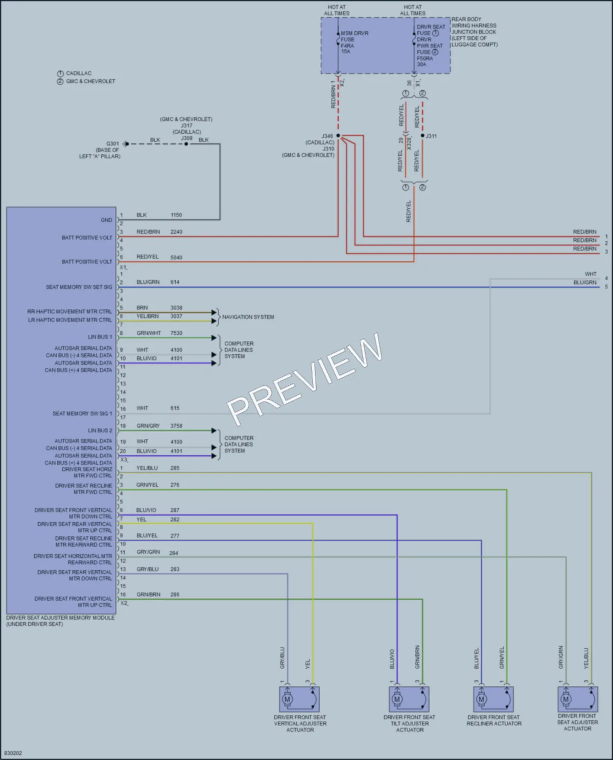 2023 Cadillac EscaladeESVV Memory Systems wiring diagram preview