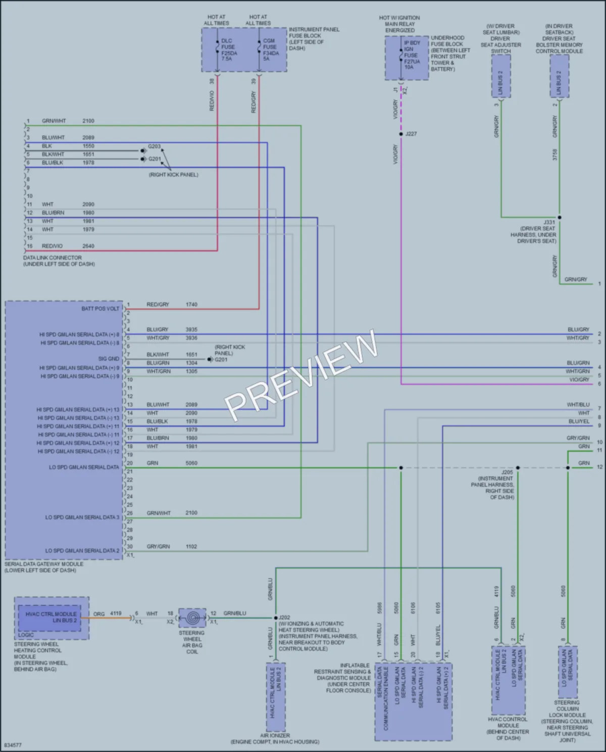2023 Cadillac XT4 Computer Data Lines wiring diagram preview