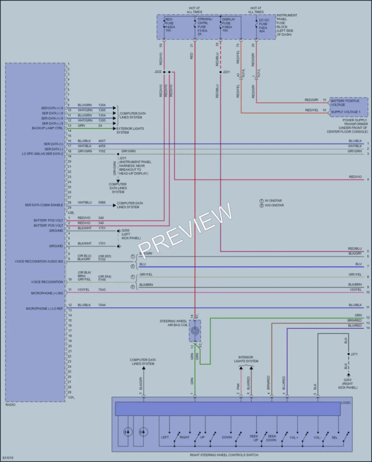 2023 Cadillac XT4 Radio wiring diagram preview
