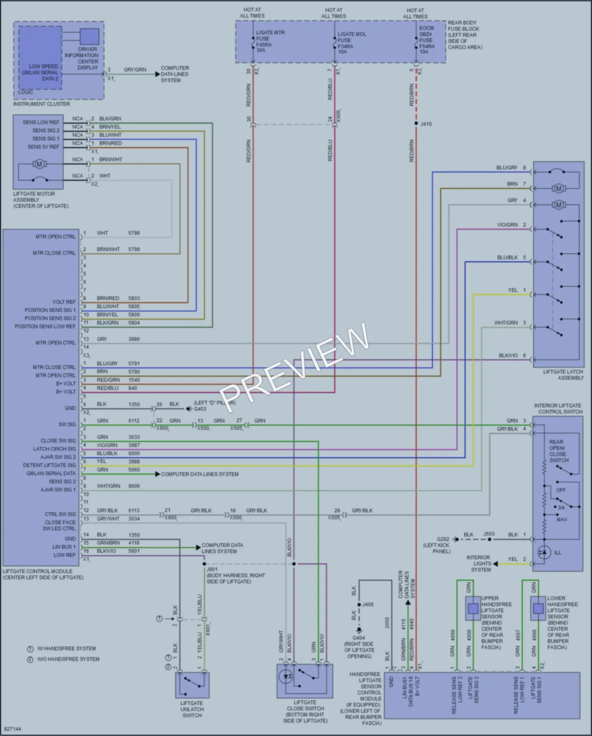 2023 Cadillac XT5 Trunk Tailgate Fuel Door wiring diagram preview