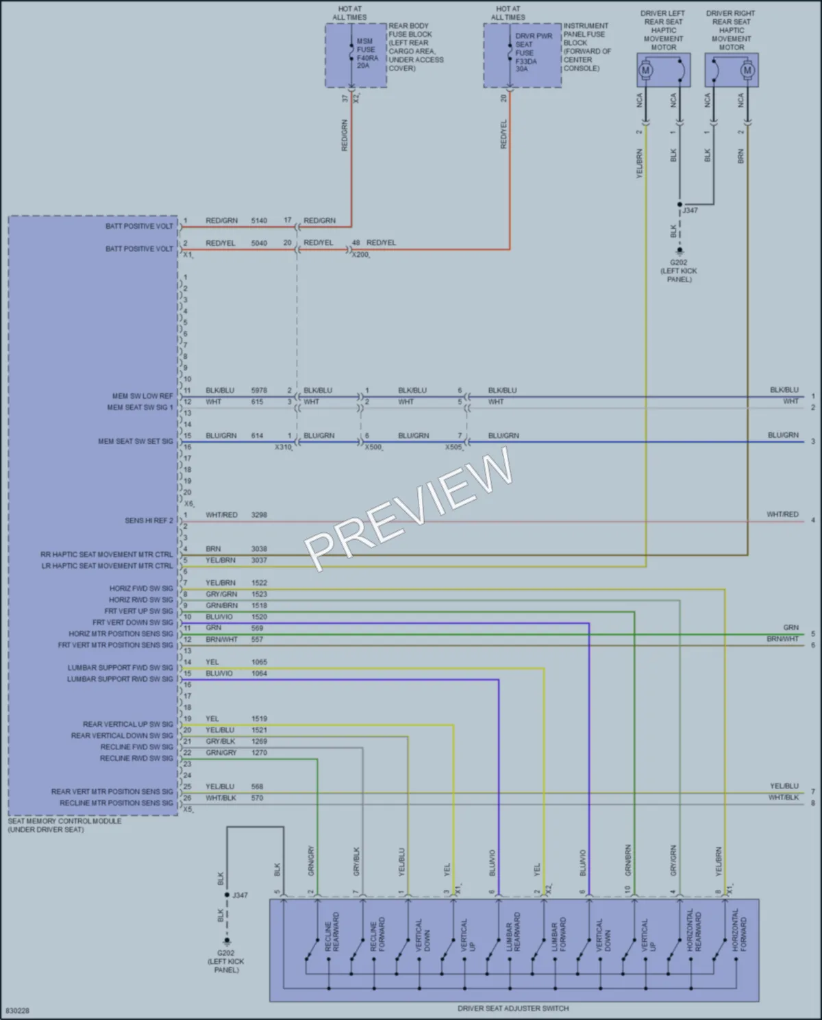 2023 Cadillac XT6 Memory Systems wiring diagram preview