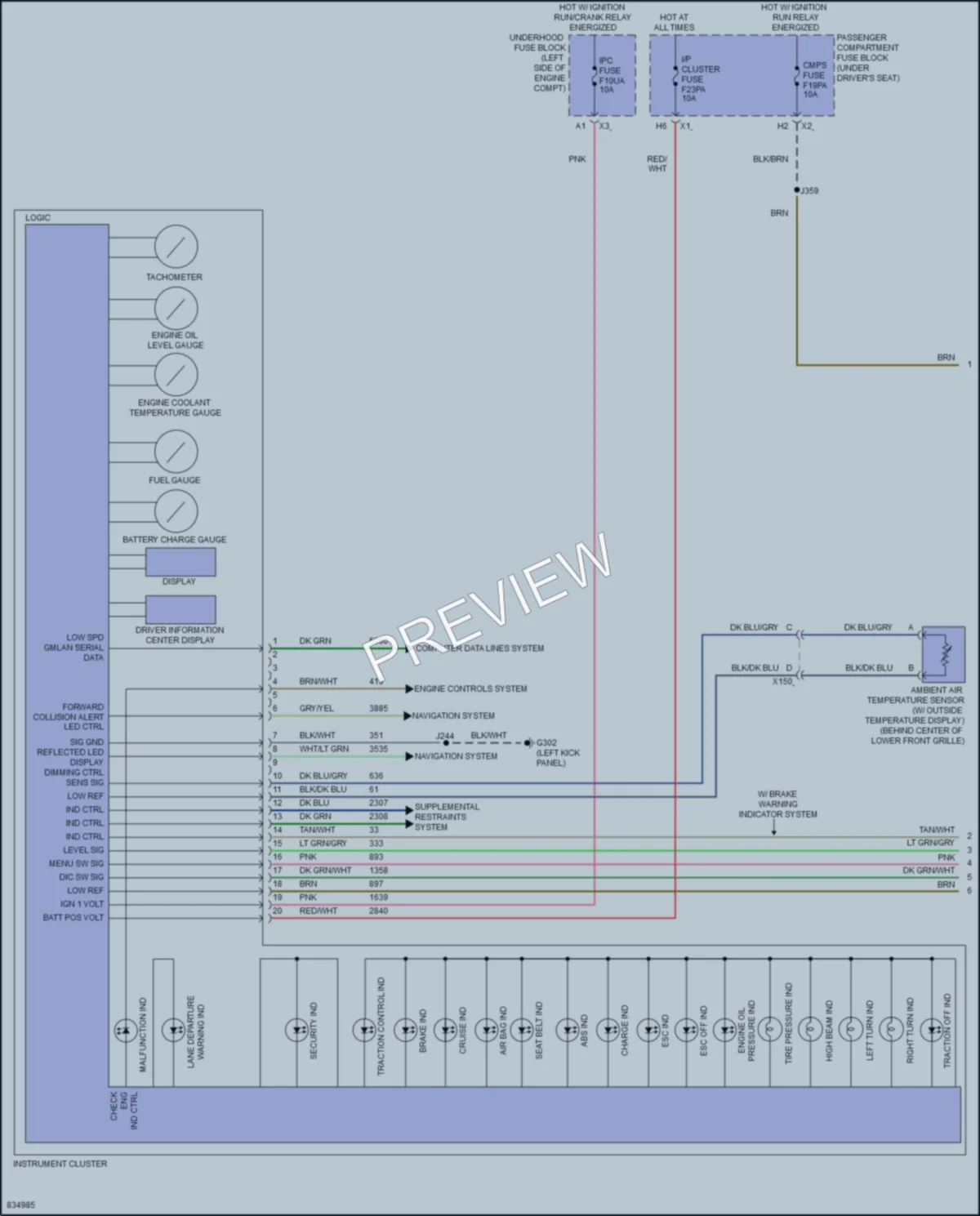 2023 Chevrolet 2500Express Instrument Cluster wiring diagram preview