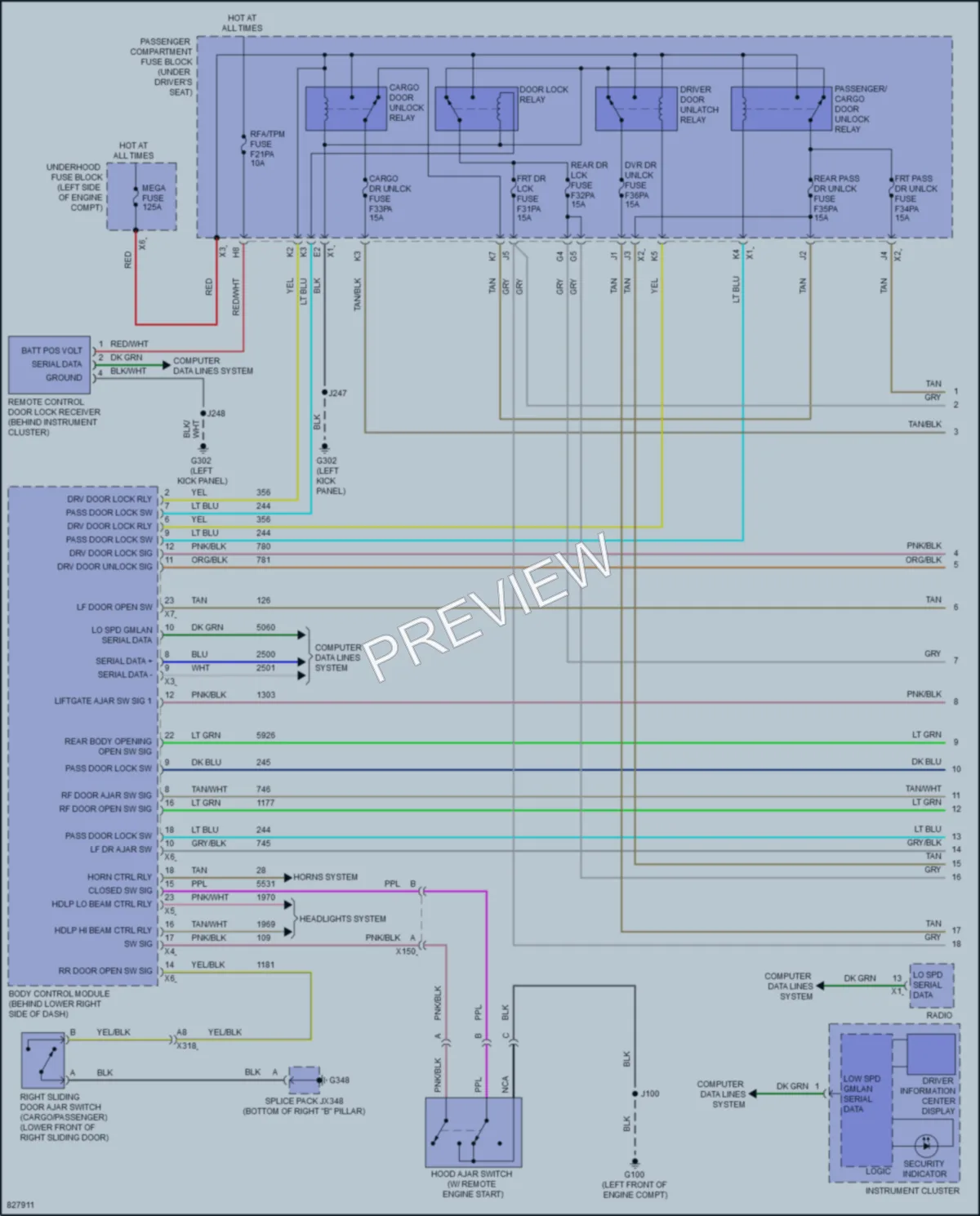 2023 Chevrolet 2500Express Power Door Locks wiring diagram preview