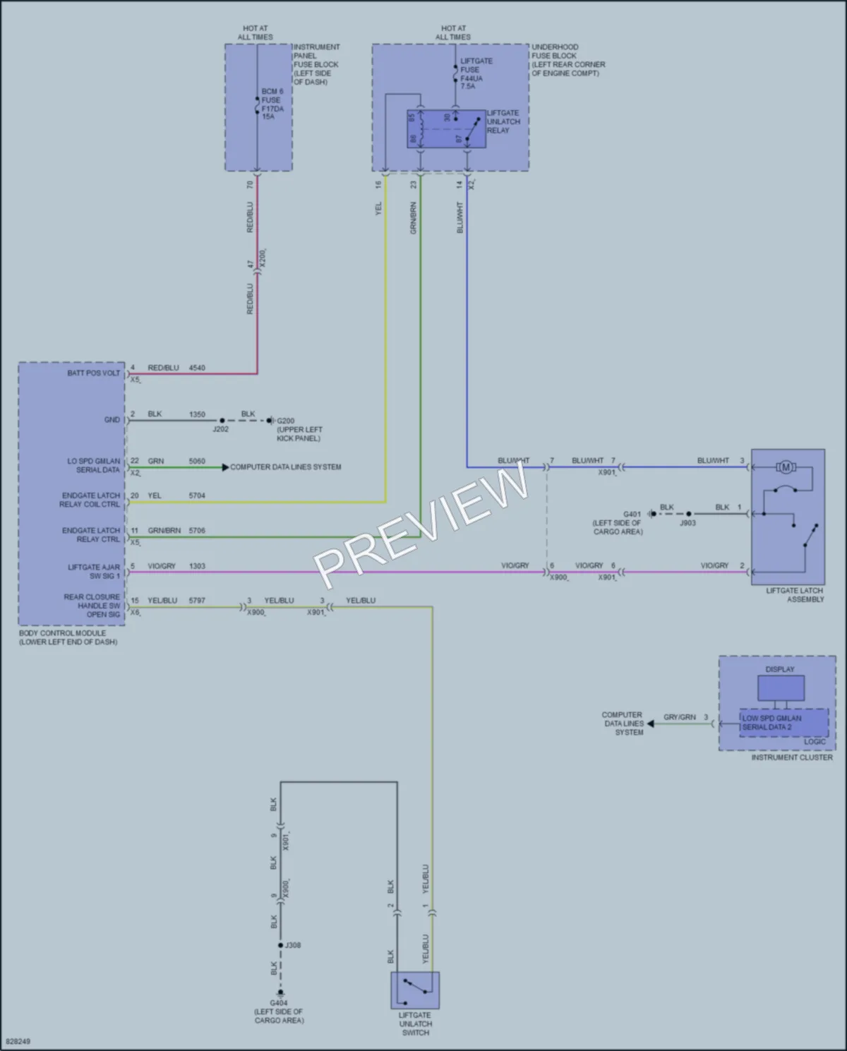 2023 Chevrolet BoltEUV Trunk Tailgate Fuel Door wiring diagram preview
