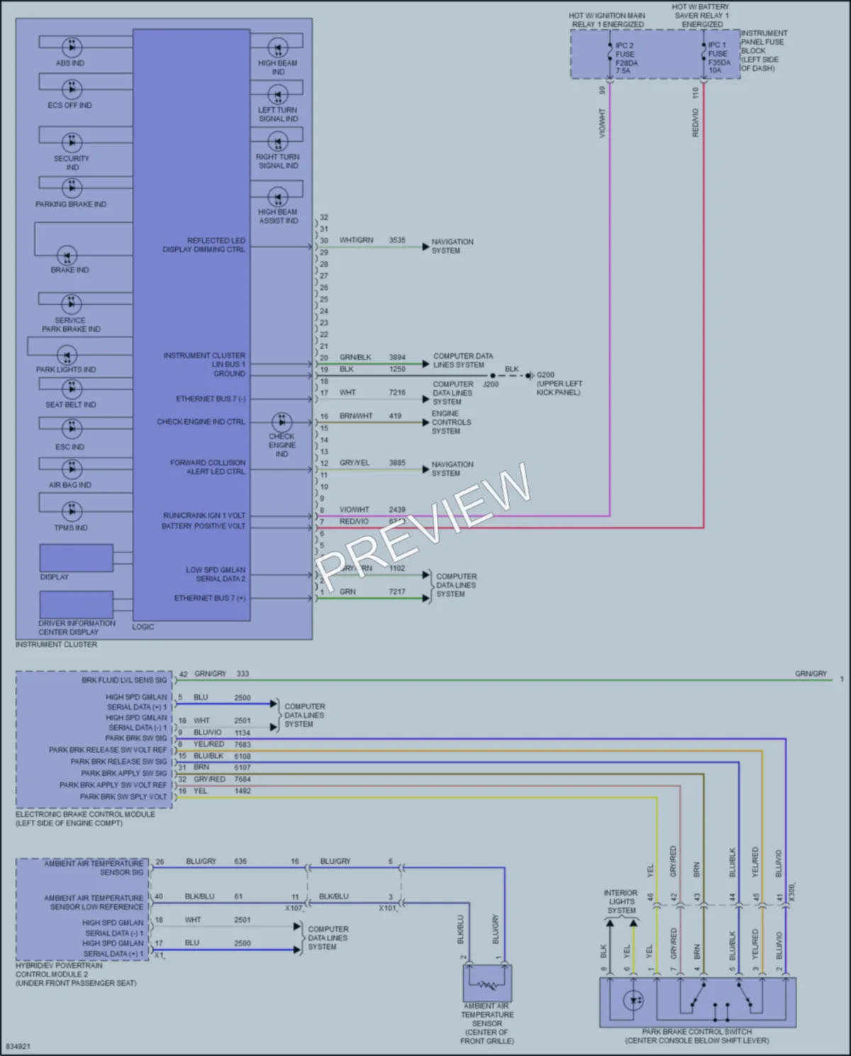 2023 Chevrolet BoltEV Instrument Cluster wiring diagram preview
