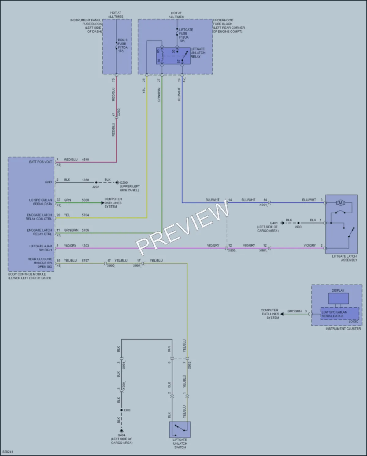 2023 Chevrolet BoltEV Trunk Tailgate Fuel Door wiring diagram preview
