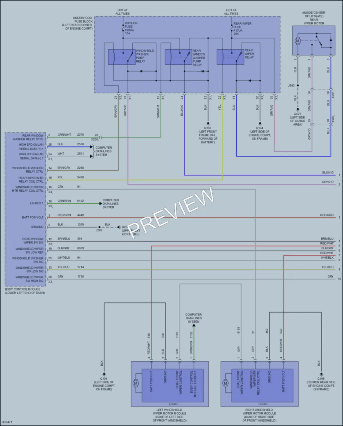 2023 Chevrolet BoltEV Wiper Washer wiring diagram preview
