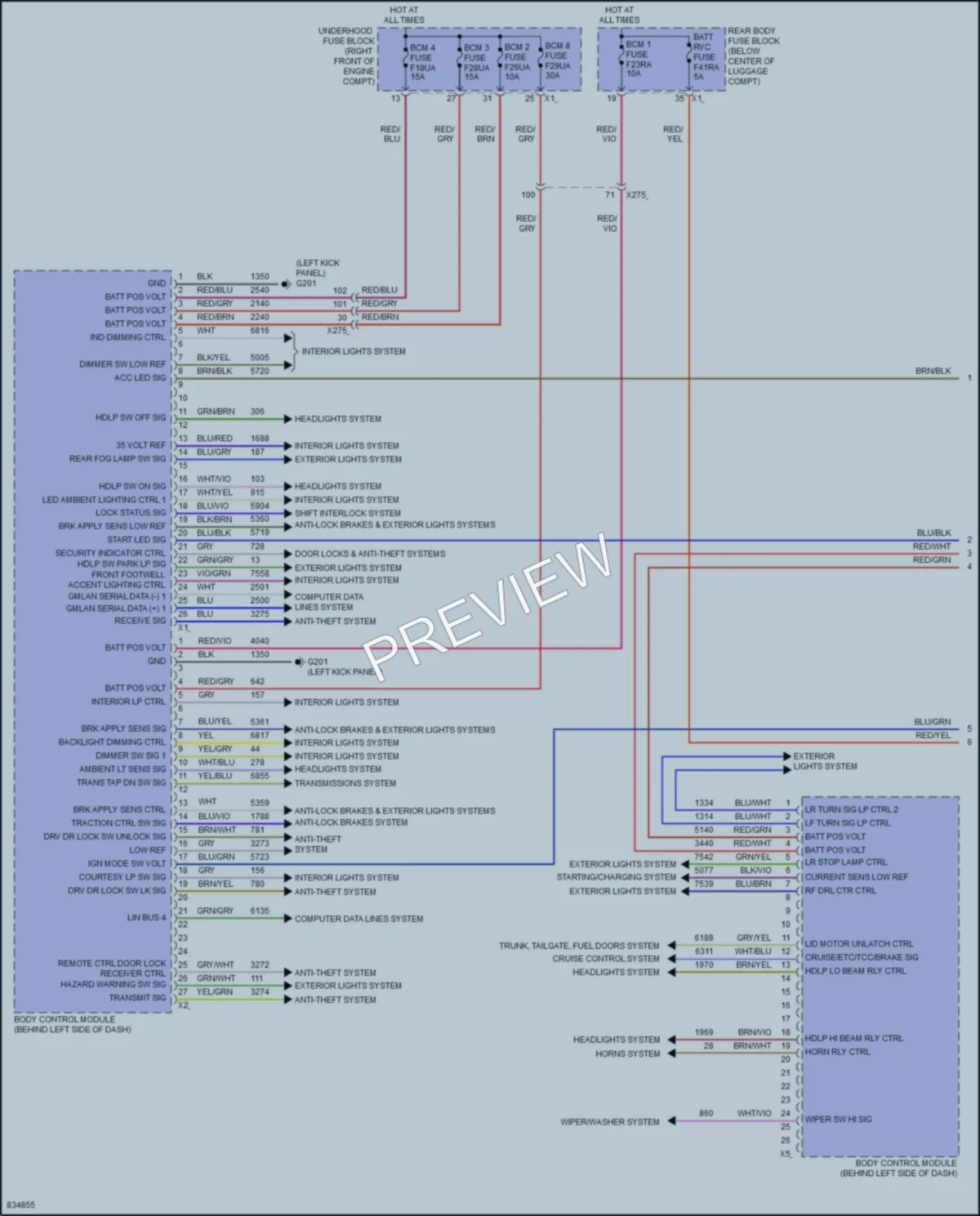 2023 Chevrolet Camaro Body Control Modules wiring diagram preview