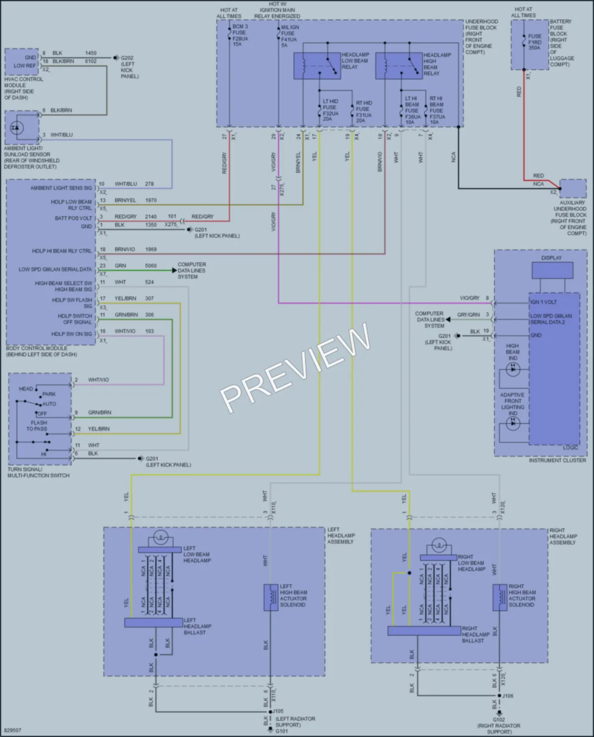 2023 Chevrolet Camaro Headlights wiring diagram preview