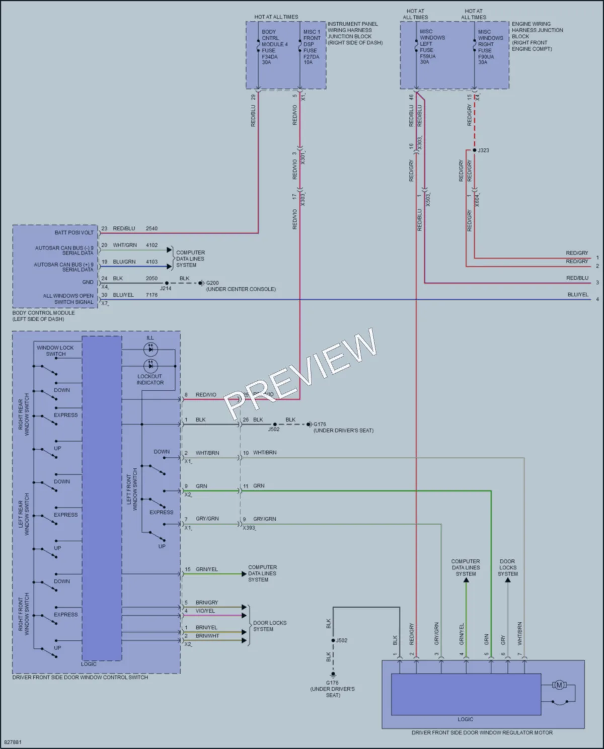 2023 Chevrolet Colorado Power Windows wiring diagram preview