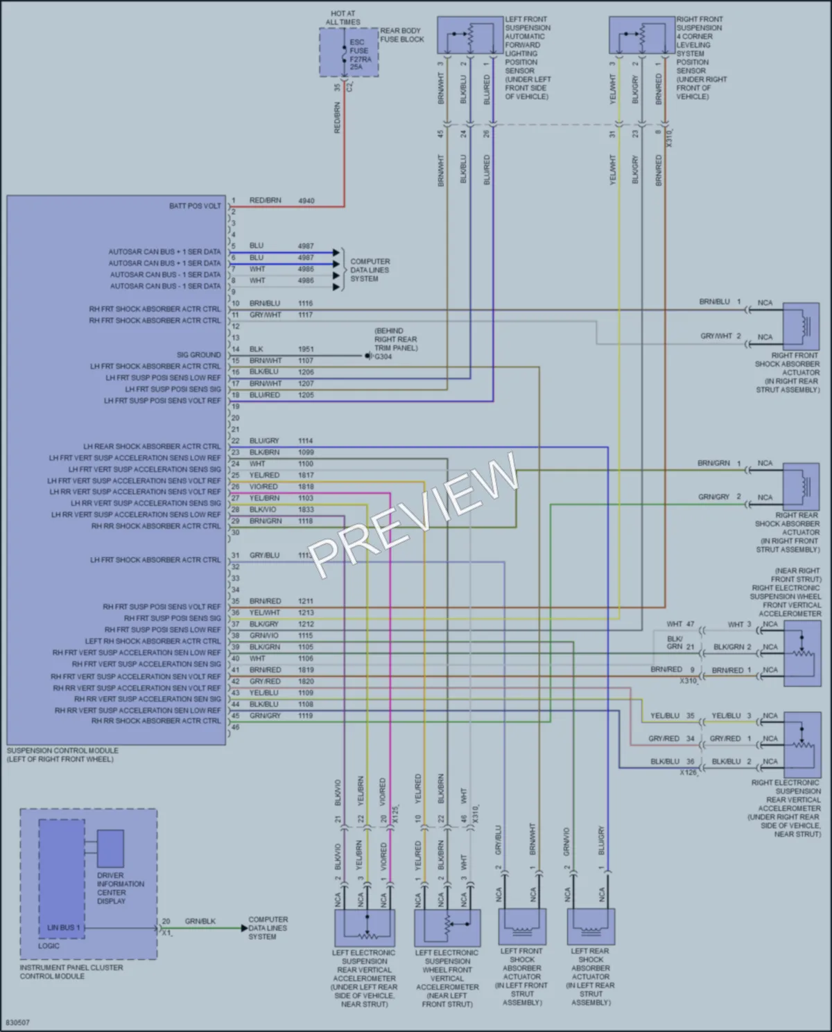 2023 Chevrolet CorvetteStingray Electronic Suspension wiring diagram preview