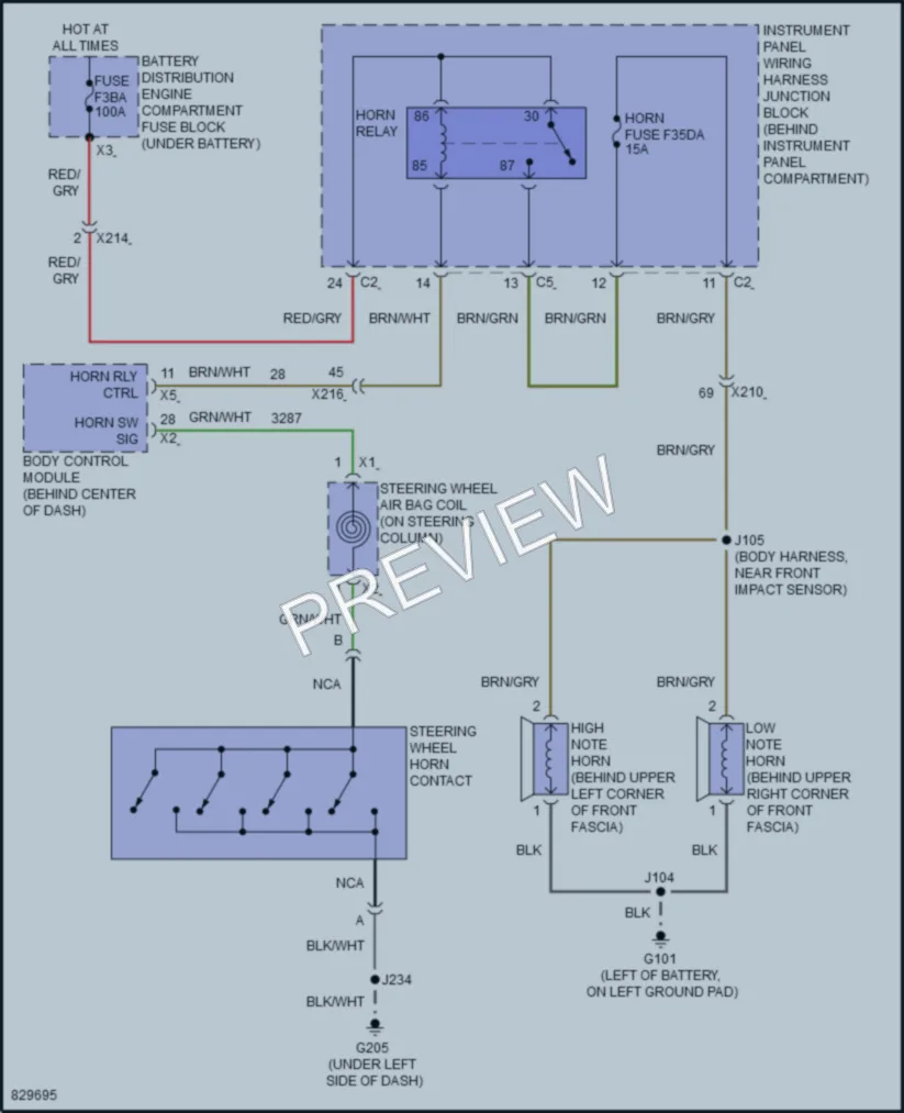 2023 Chevrolet CorvetteStingray Horn wiring diagram preview