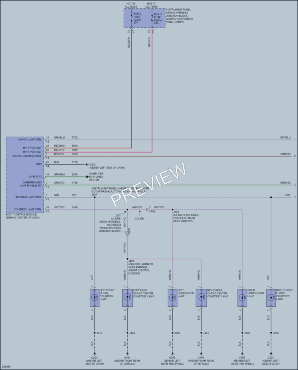 2023 Chevrolet CorvetteStingray Interior Lights wiring diagram preview