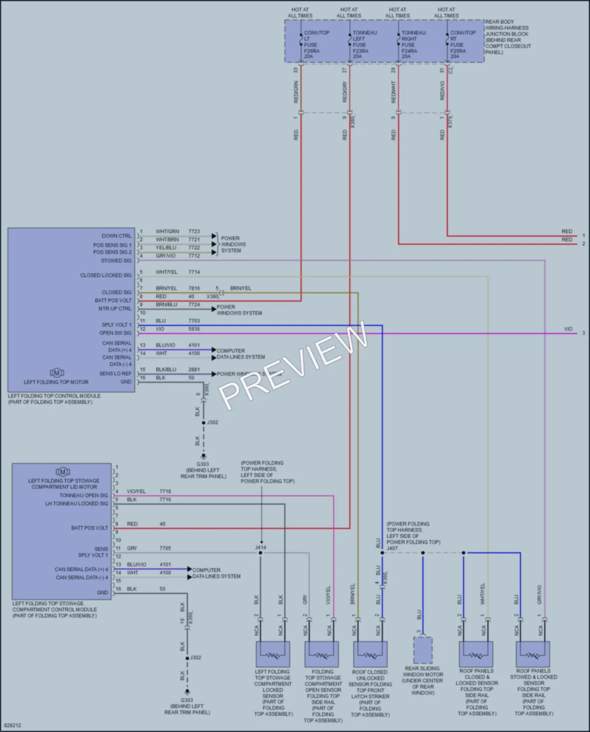 2023 Chevrolet CorvetteZ06 Power Top Sunroof wiring diagram preview