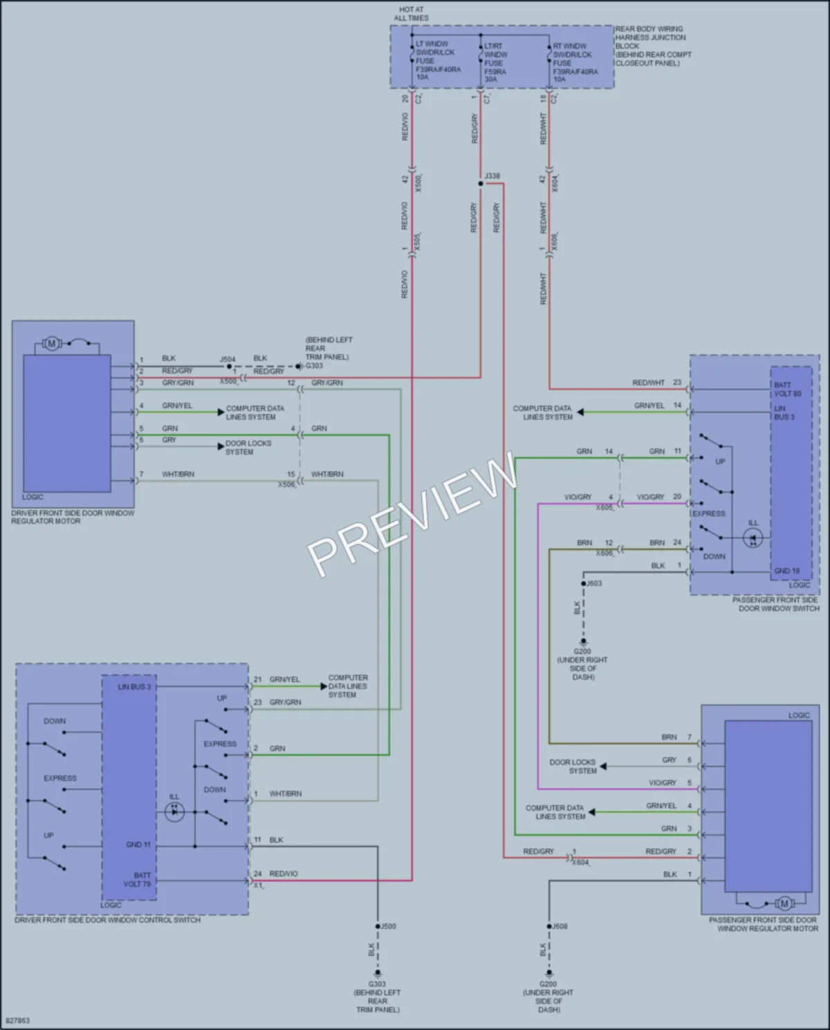 2023 Chevrolet CorvetteZ06 Power Windows wiring diagram preview