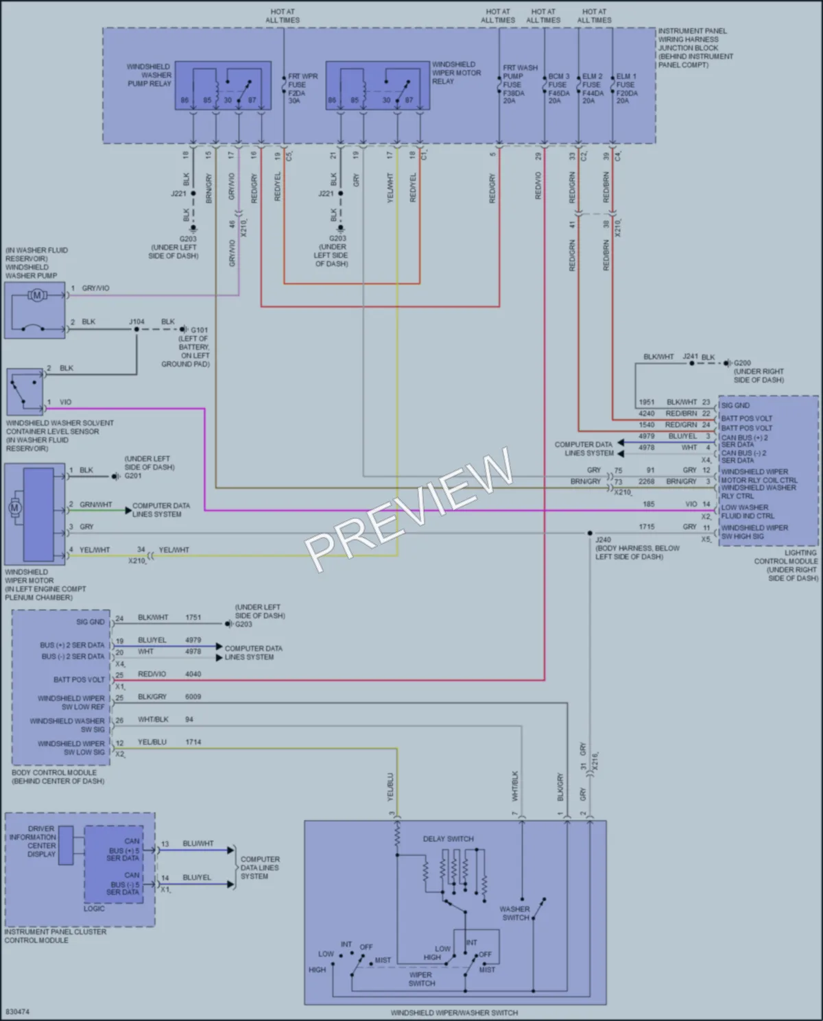 2023 Chevrolet CorvetteZ06 Wiper Washer wiring diagram preview