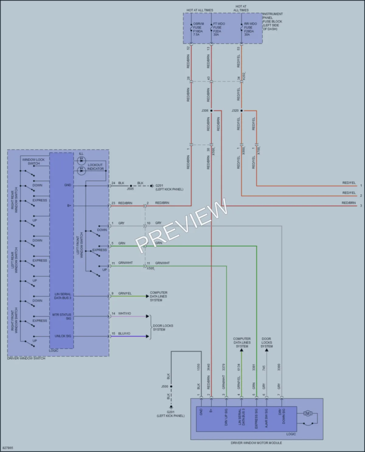 2023 Chevrolet Equinox Power Windows wiring diagram preview