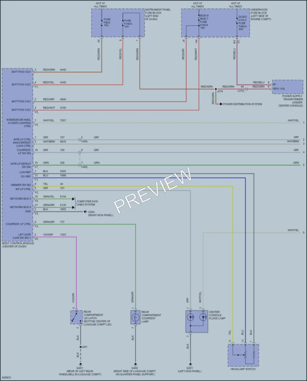 2023 Chevrolet Malibu Interior Lights wiring diagram preview