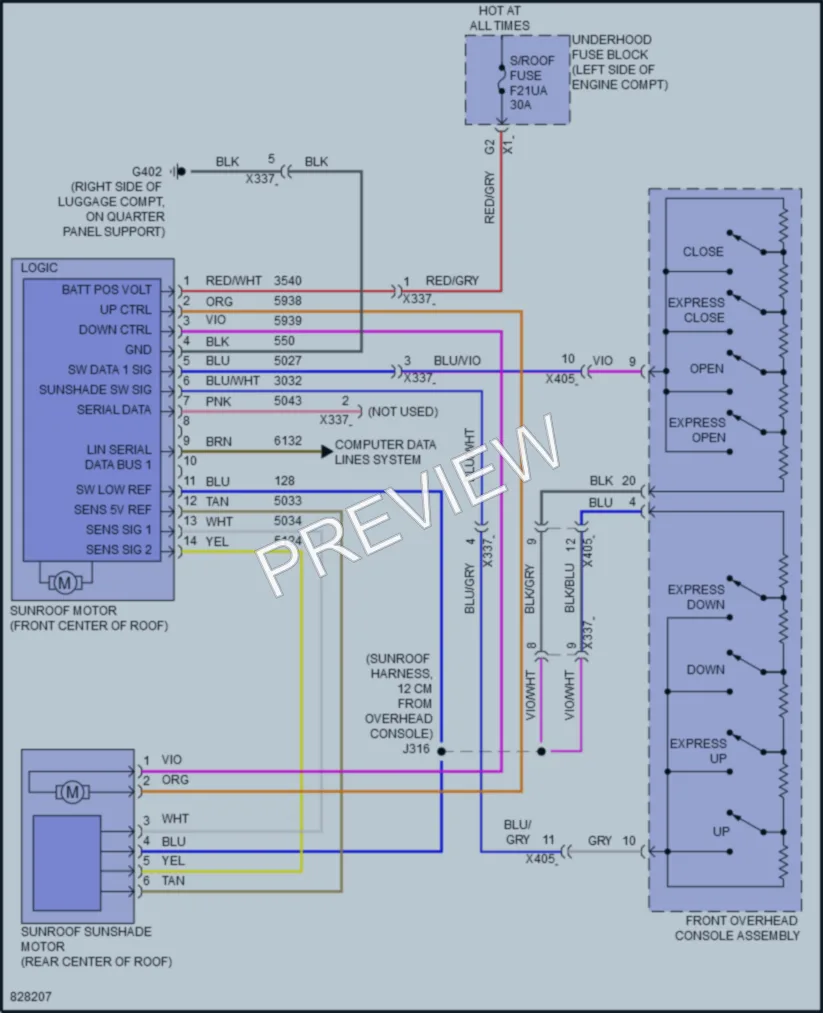 2023 Chevrolet Malibu Power Top Sunroof wiring diagram preview