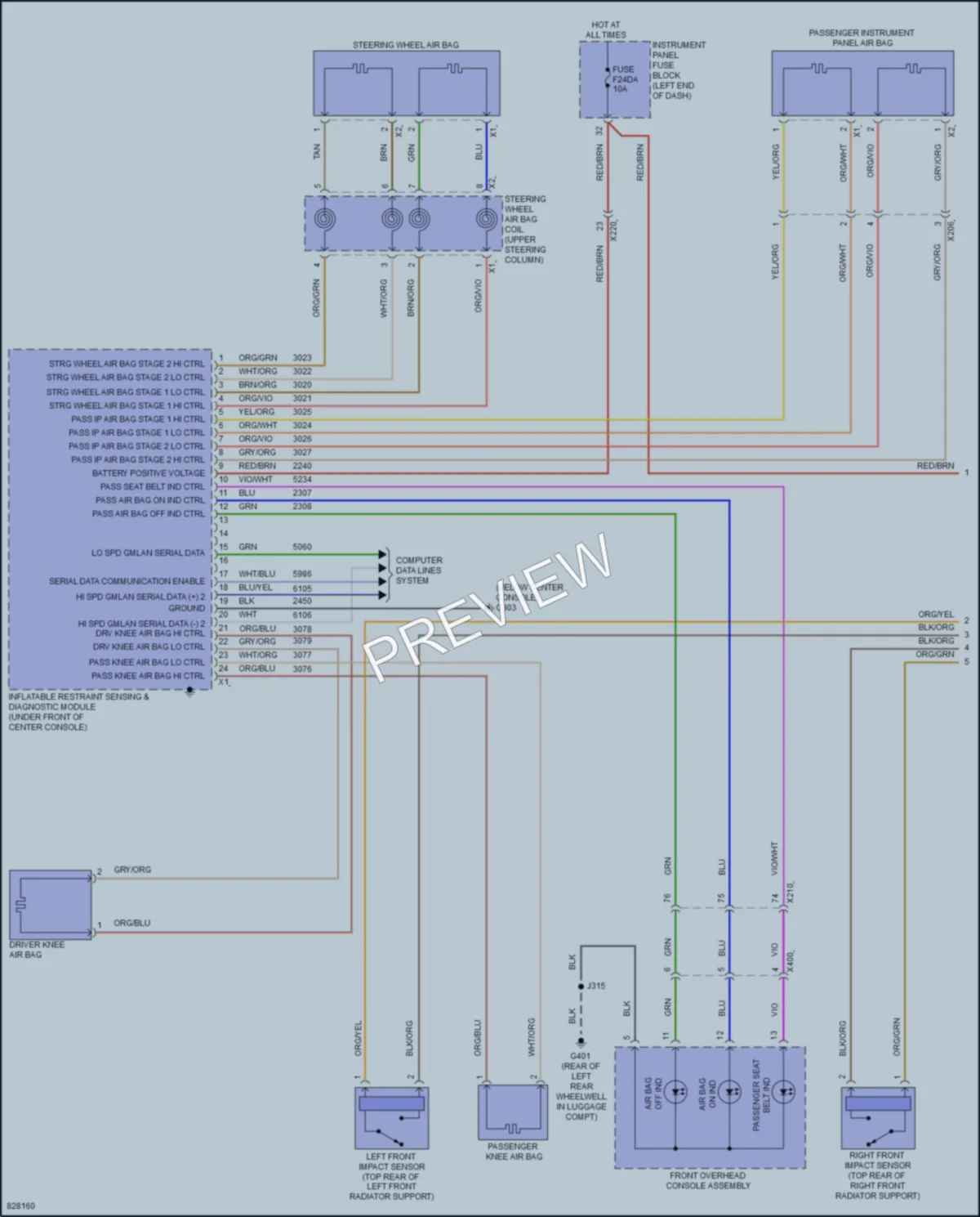 2023 Chevrolet Malibu Supplemental Restraints wiring diagram preview