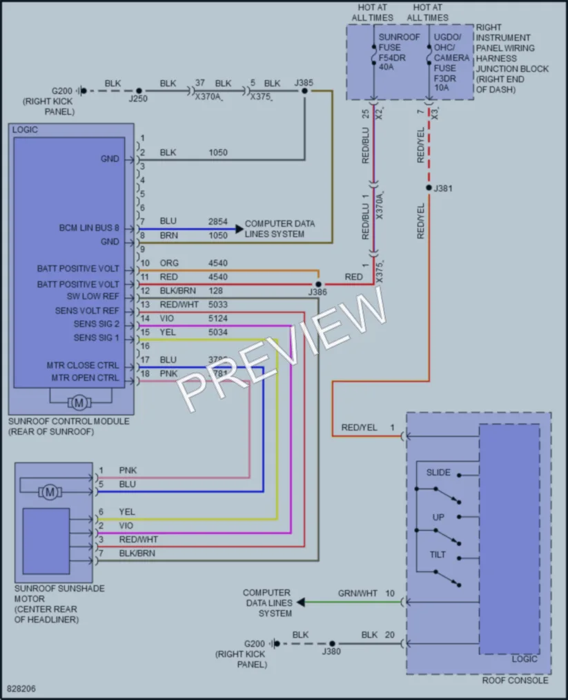 2023 Chevrolet Suburban Power Top Sunroof wiring diagram preview