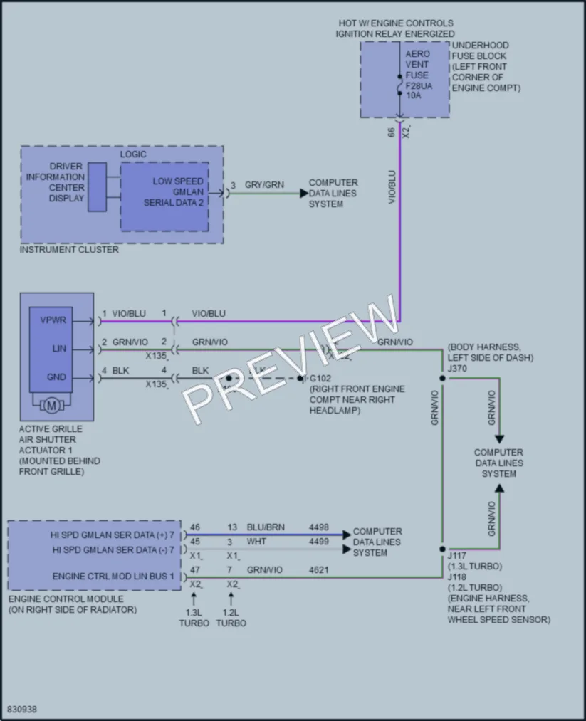 2023 Chevrolet TrailBlazer Active Bodyworks wiring diagram preview