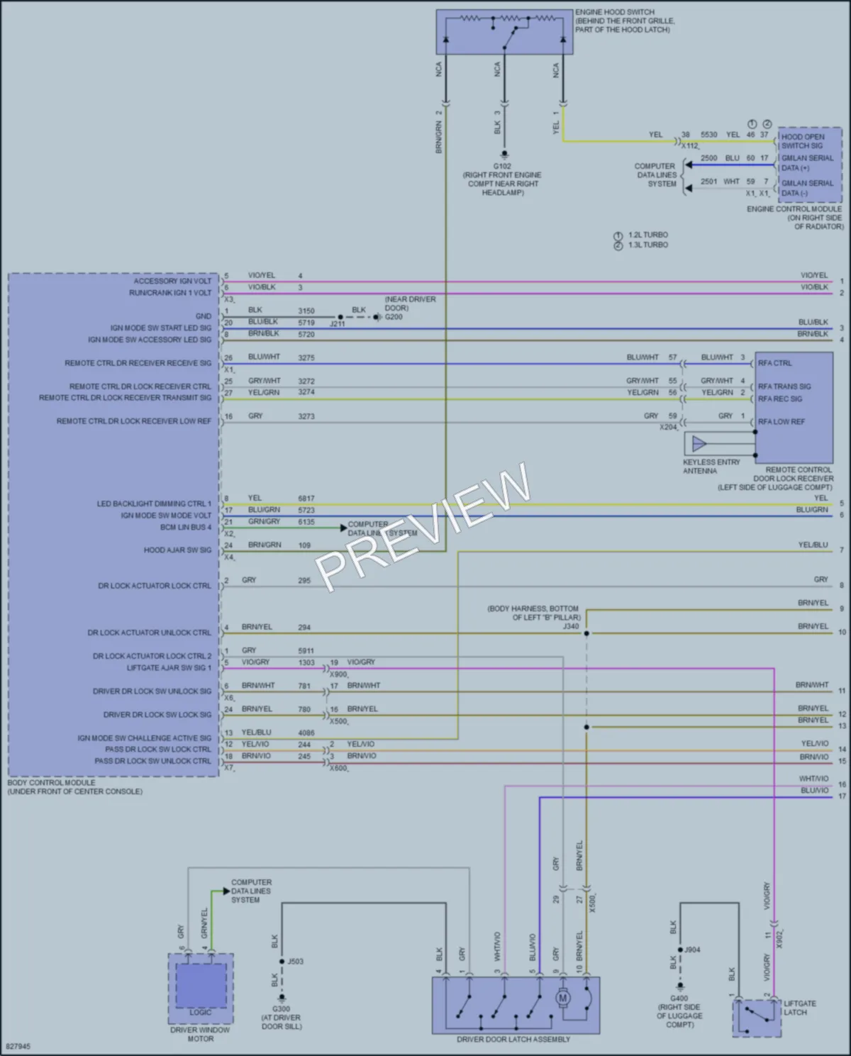 2023 Chevrolet TrailBlazer Power Door Locks wiring diagram preview