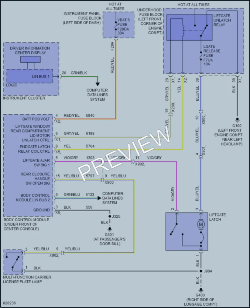 2023 Chevrolet TrailBlazer Trunk Tailgate Fuel Door wiring diagram preview