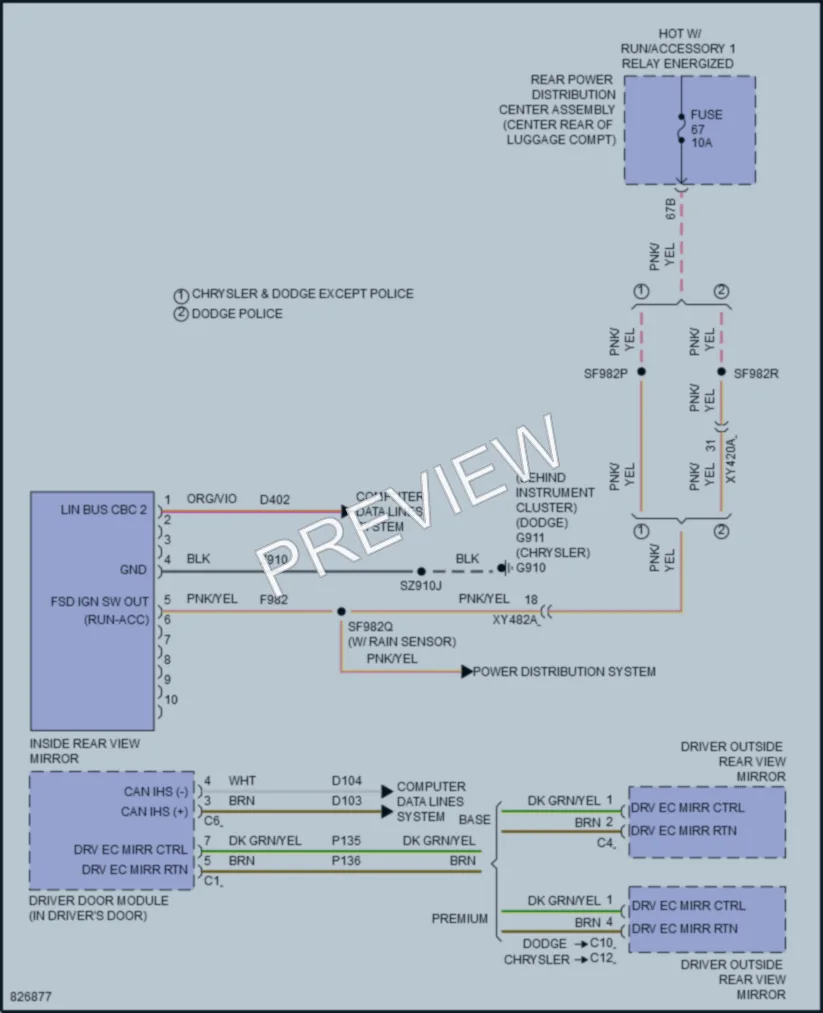 2023 Chrysler 300 Power Mirrors wiring diagram preview