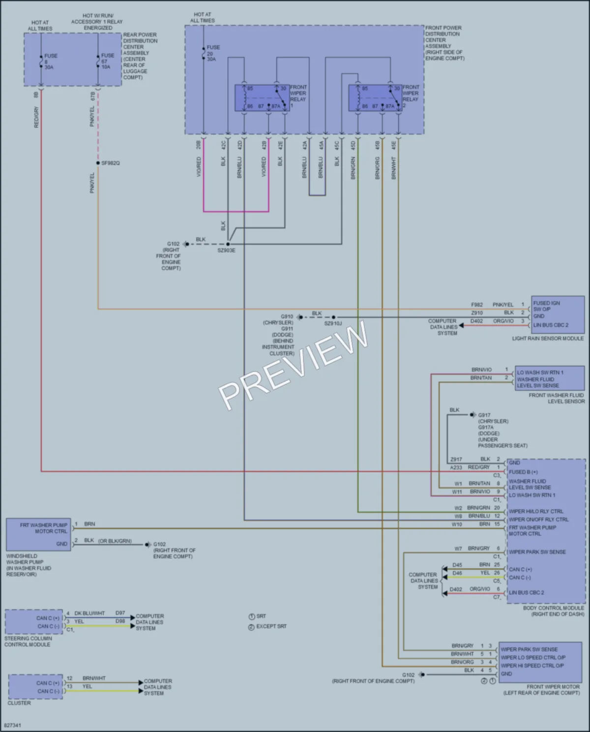 2023 Chrysler 300 Wiper Washer wiring diagram preview