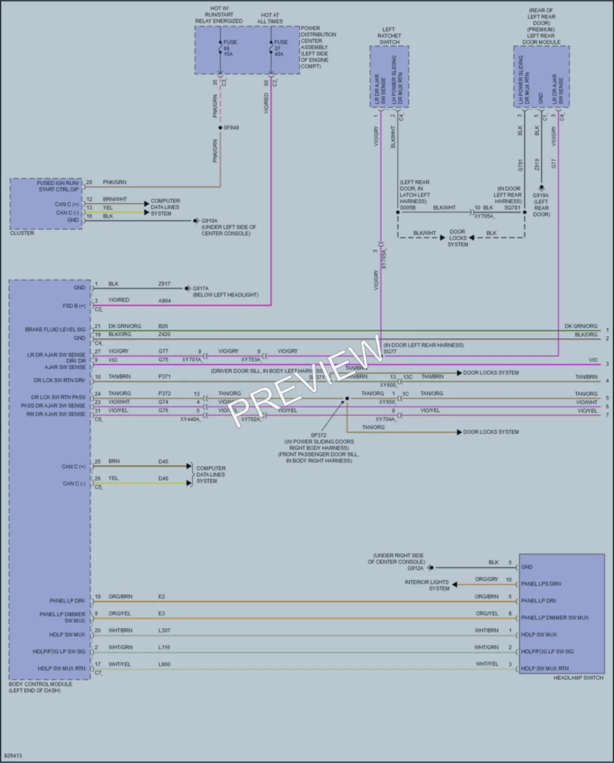 2023 Chrysler PacificaHybrid Warning Systems wiring diagram preview