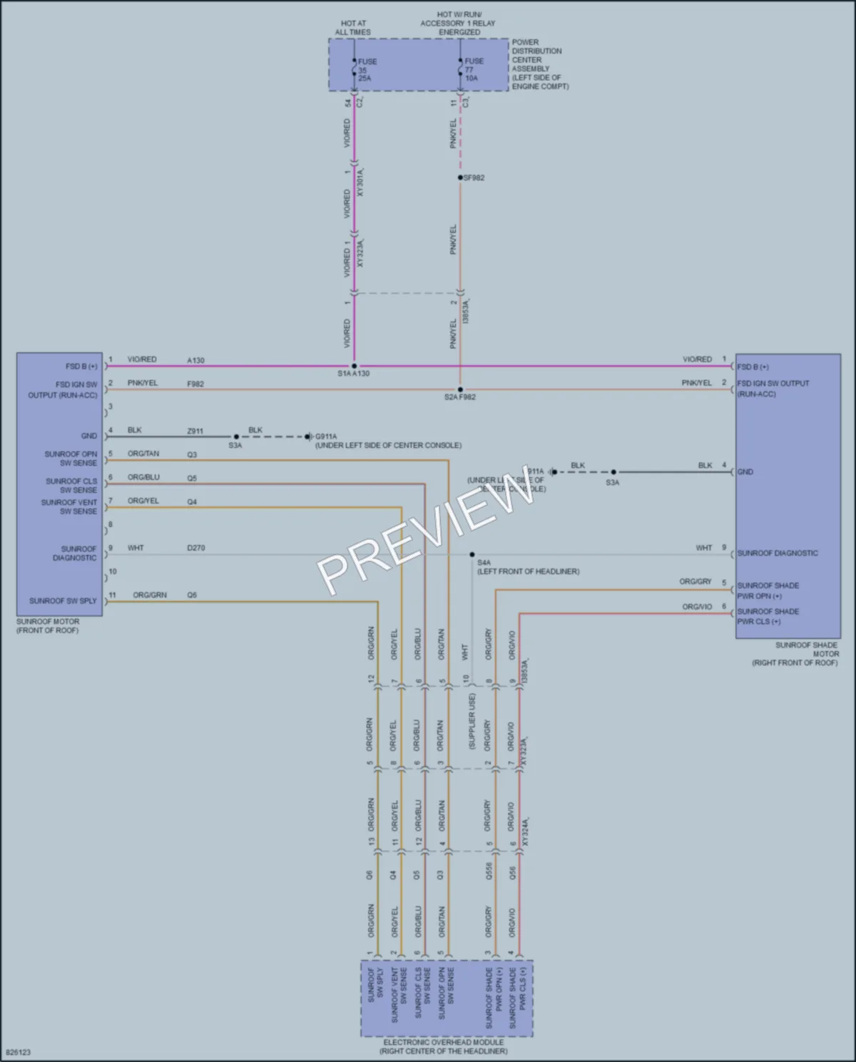 2023 Chrysler PacificaNew Power Top Sunroof wiring diagram preview