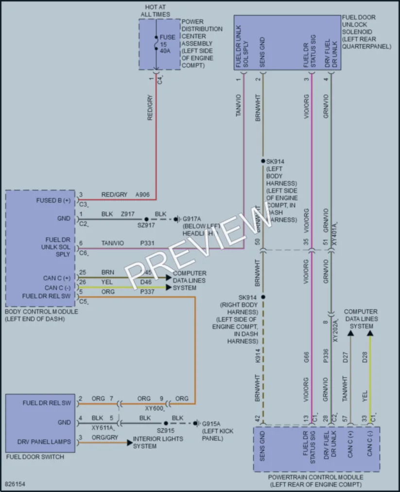 2023 Chrysler PacificaNew Trunk Tailgate Fuel Door wiring diagram preview