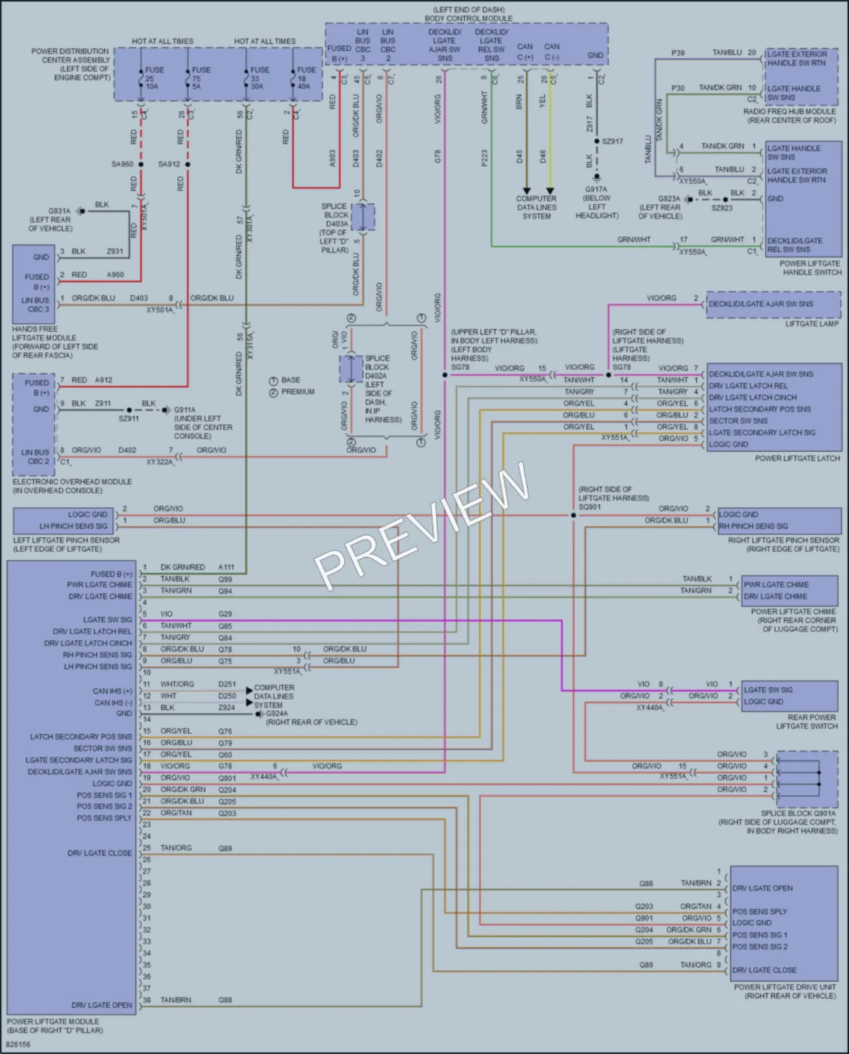 2023 Chrysler Voyager Trunk Tailgate Fuel Door wiring diagram preview