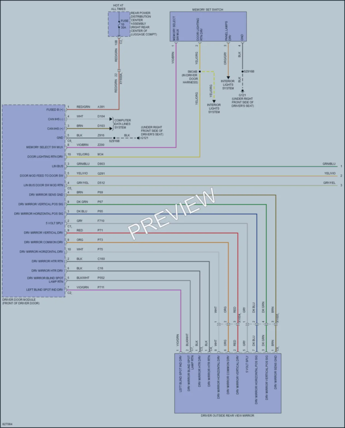 2023 Dodge Challenger Memory Systems wiring diagram preview
