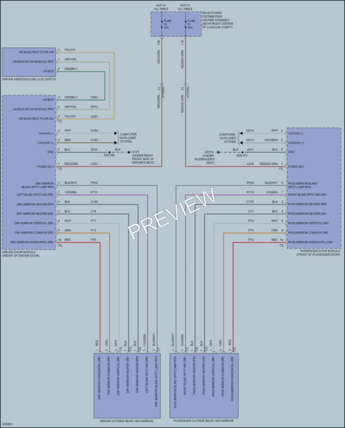 2023 Dodge Challenger Power Mirrors wiring diagram preview