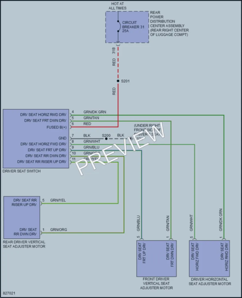 2023 Dodge Challenger Power Seats wiring diagram preview