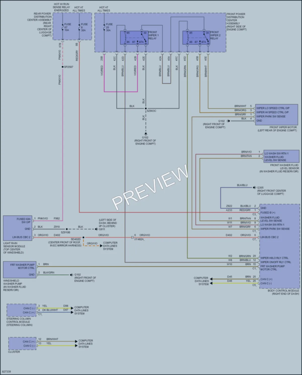 2023 Dodge Challenger Wiper Washer wiring diagram preview