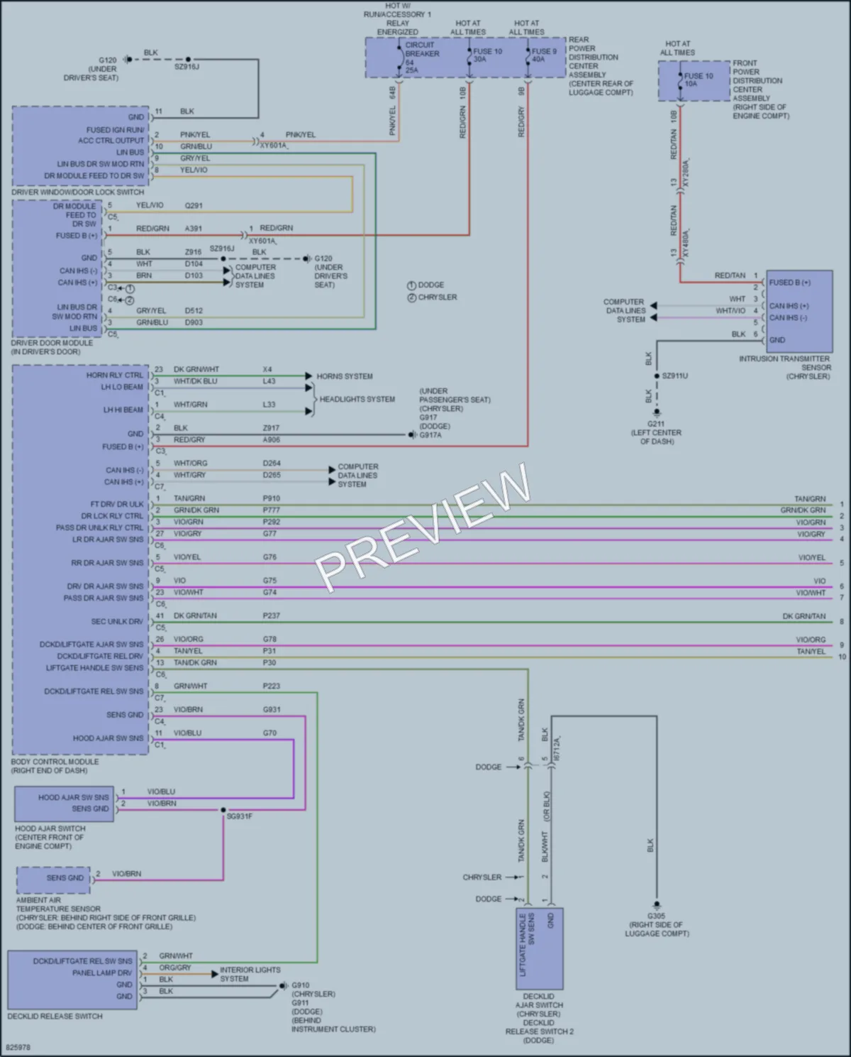 2023 Dodge Charger Power Door Locks wiring diagram preview