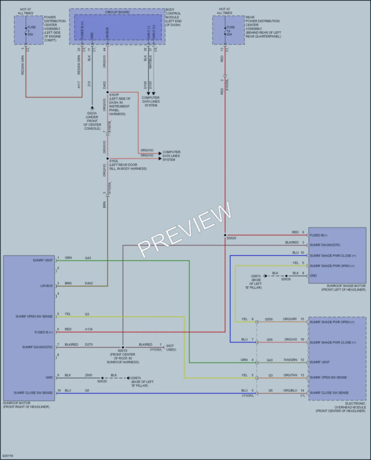 2023 Dodge Hornet Power Top Sunroof wiring diagram preview